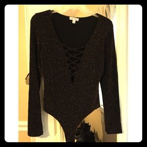 Black and gold glitter bodysuit